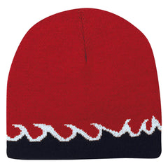 OTTO 91-628 8’’ Reversible Beanie - Red/Blk/Wht - Red/Blk/Wht / 6 1/2’’ - 7 5/8’’