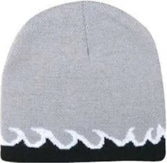 OTTO 91-628 Flame Design 100% Acrylic Knit 8 Reversible Beanie - Gray Black White - Gray Black / One Size Fits Most