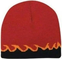 OTTO 91 628 Flame Design 100% Acrylic Knit 8 Reversible Beanie Red Black Gold Red Gold / One Size Fits Most