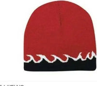 OTTO 91 628 Flame Design 100% Acrylic Knit 8 Reversible Beanie Red Black White Red Black / One Size Fits Most