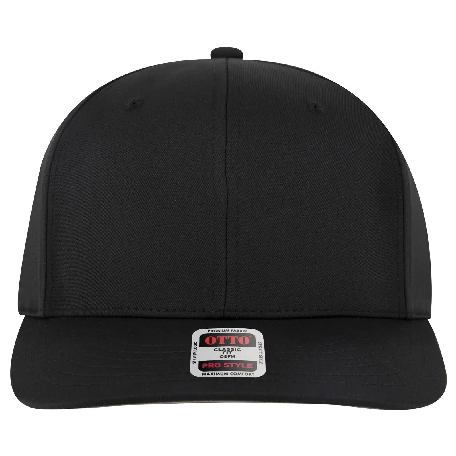 OTTO 930-1 6 Panel Pro Style Baseball Cap - Black - Black / 7 3/8’’ - 7 5/8’’