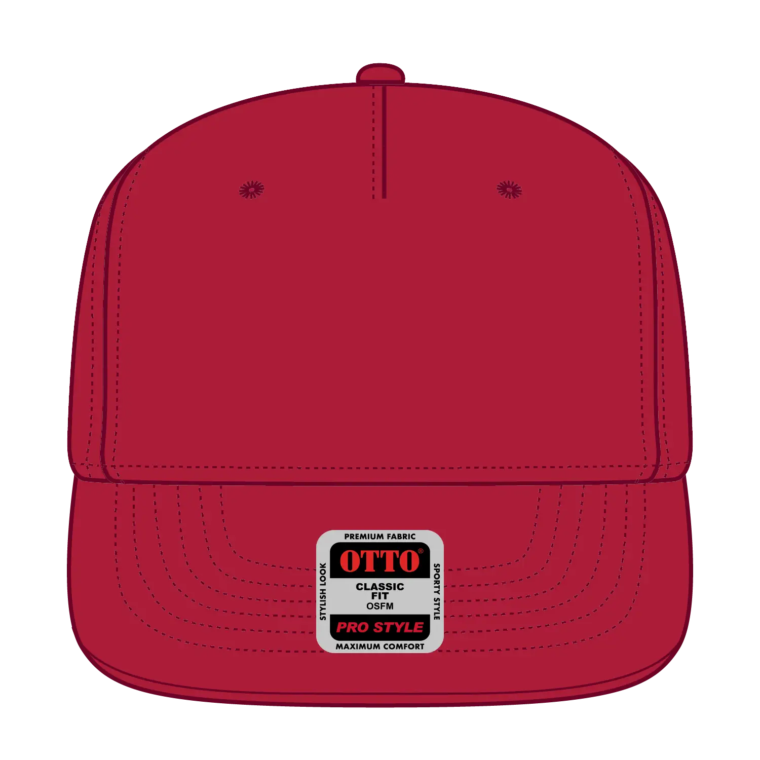 OTTO 9305-1 5 Panel Pro Style Baseball Cap - Red - Red / 7 3/8’’ - 7 5/8’’