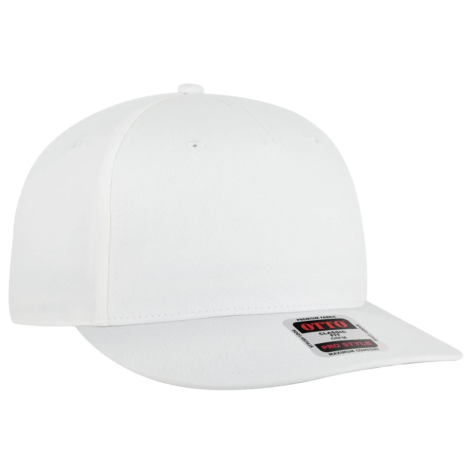OTTO 9305-1 5 Panel Pro Style Baseball Cap - White - White / 7 3/8’’ - 7 5/8’’