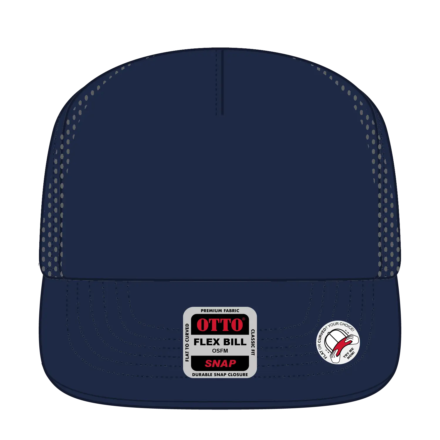OTTO 9505-1 ’OTTO Snap’ 5 Panel Pro Style Snapback Cap - Navy - Navy / 7 3/8’’ - 7 5/8’’