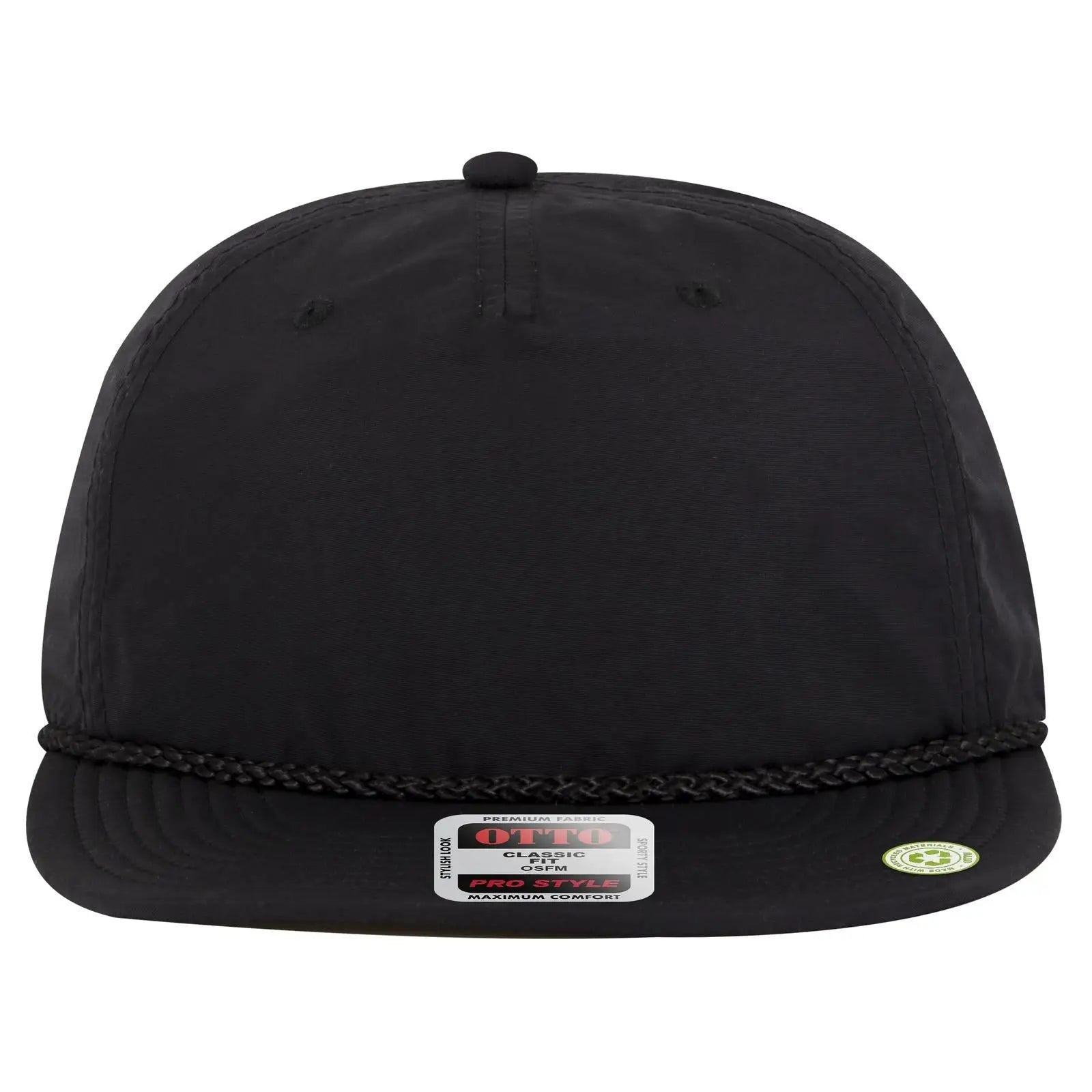 OTTO 9505-2 5 Panel Pro Style Baseball Cap - Black - Black / 7 3/8’’ - 7 5/8’’