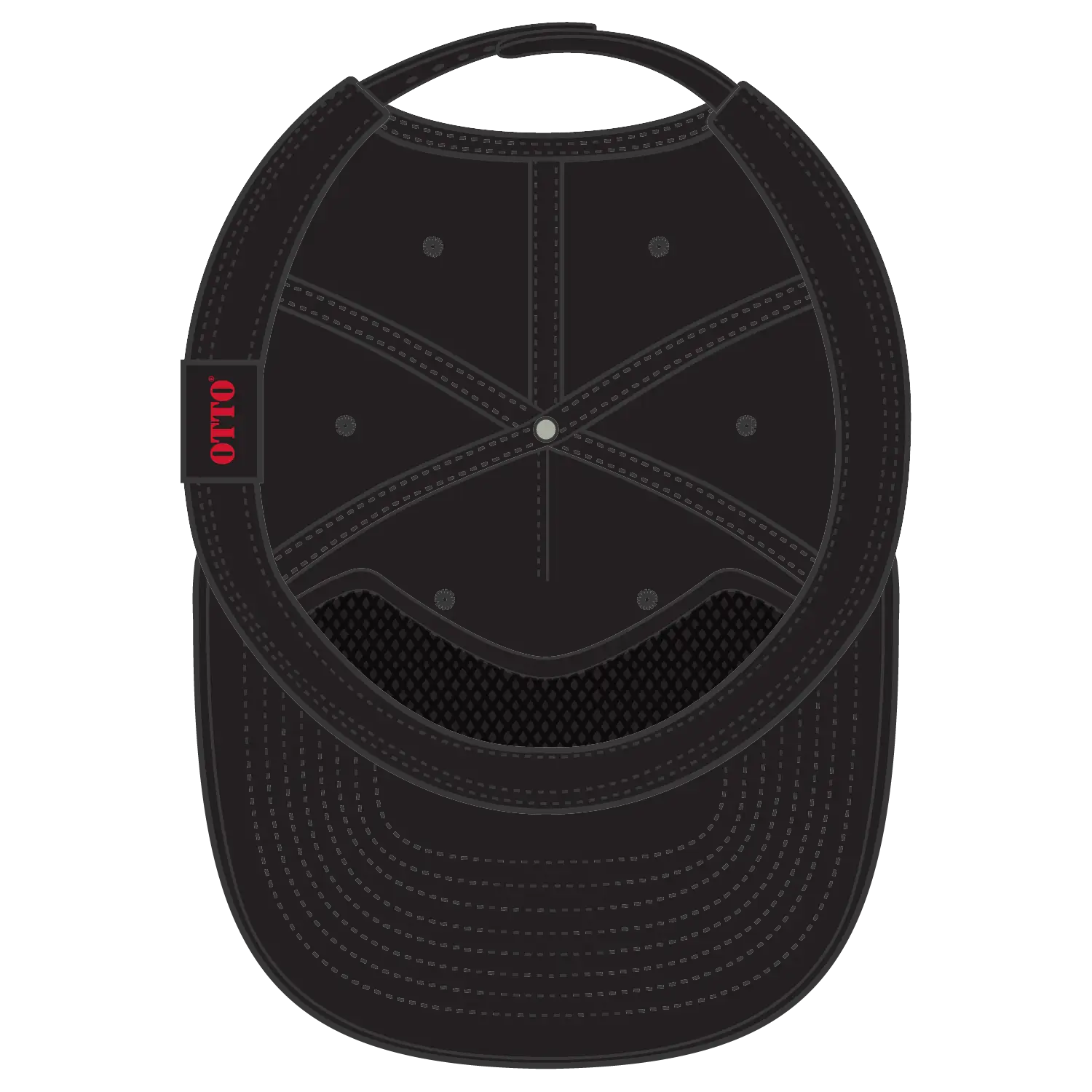 OTTO 9505-2 5 Panel Pro Style Baseball Cap - Black - Black / 7 3/8’’ - 7 5/8’’