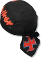 OTTO 98-595 Printed Design Cotton Poplin Biker Style Head Wraps with Fabric Adjustable Hook - Design Black 1103