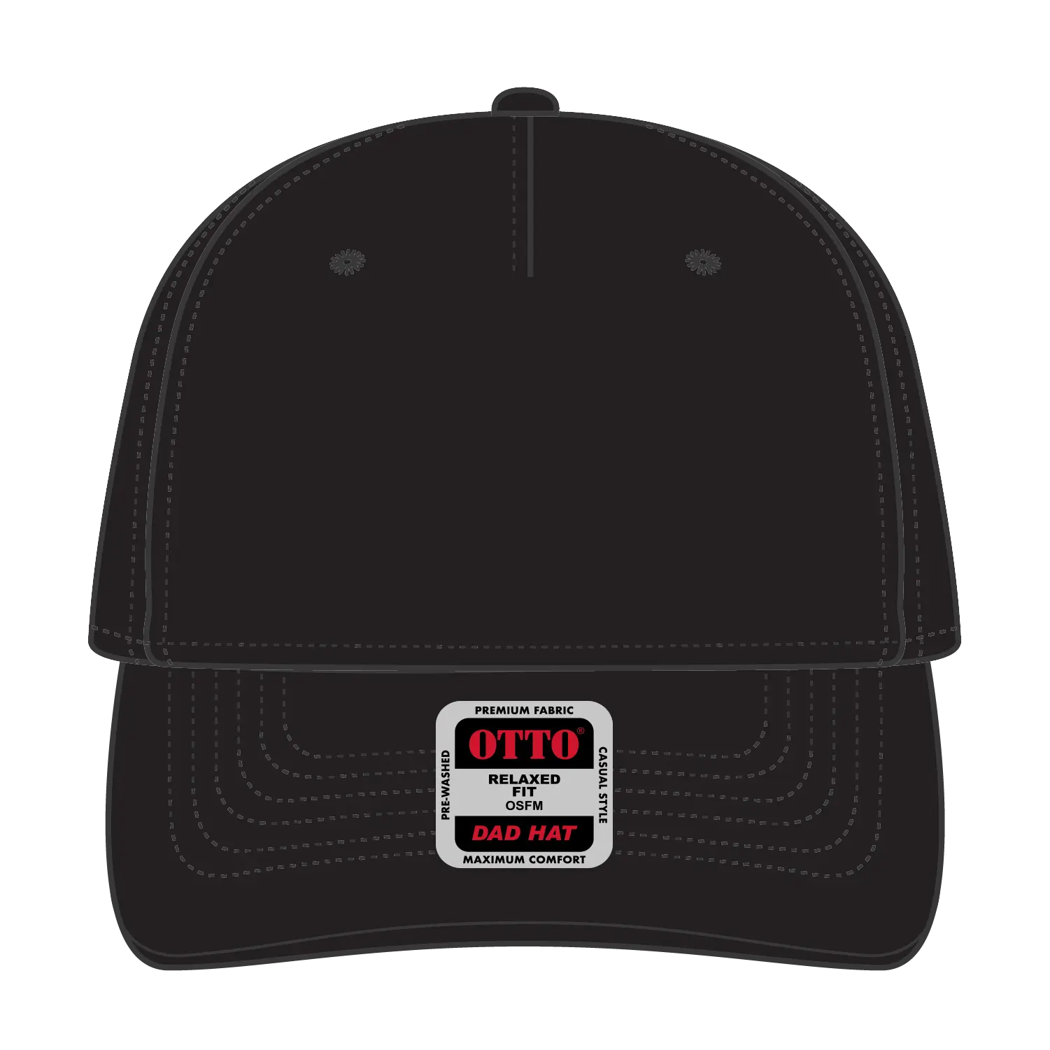 OTTO 99-940 5 Panel Low Profile Dad Cap - Black - Black / 6 1/2’’ - 7 5/8’’