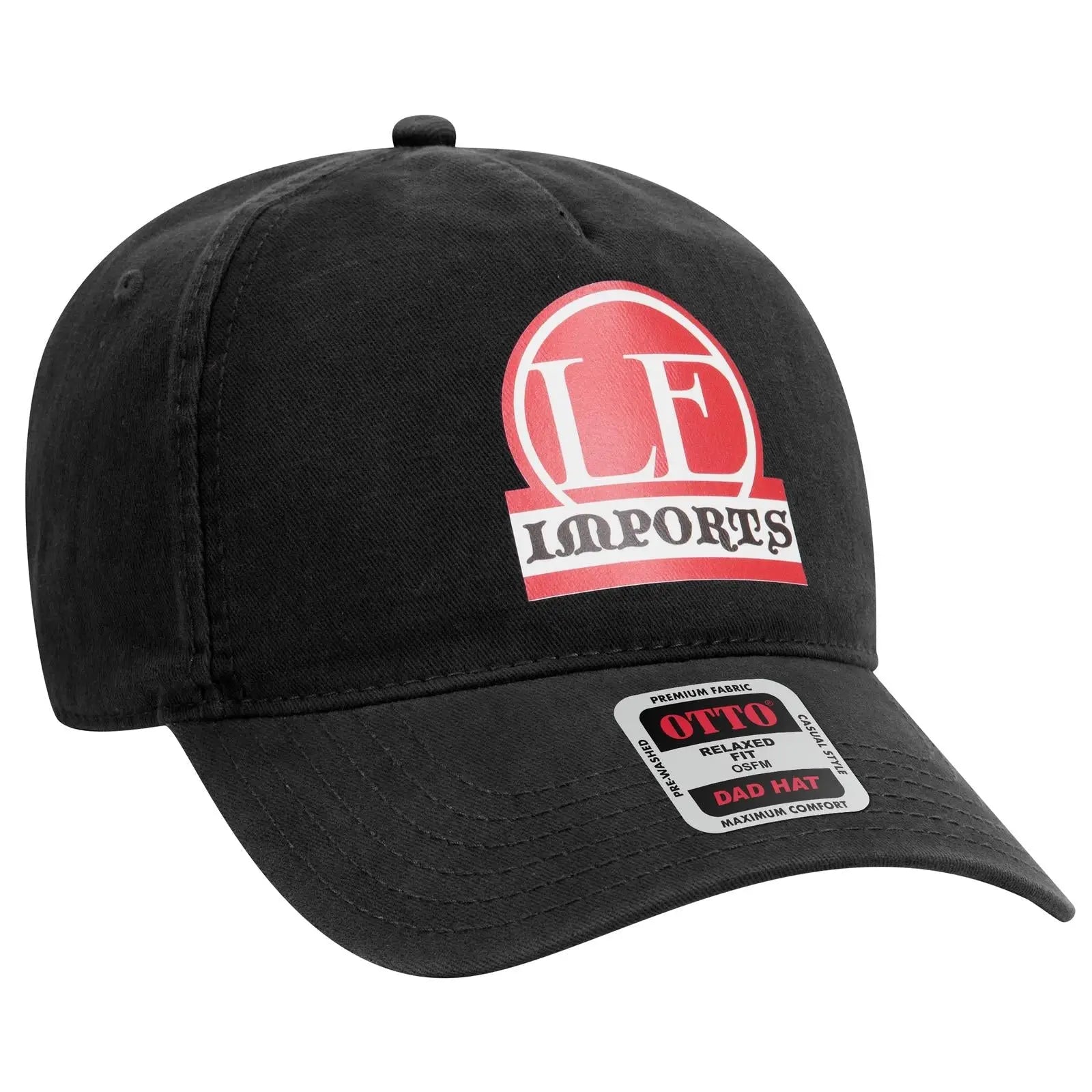 OTTO 99-940 5 Panel Low Profile Dad Cap - Black - Black / 6 1/2’’ - 7 5/8’’