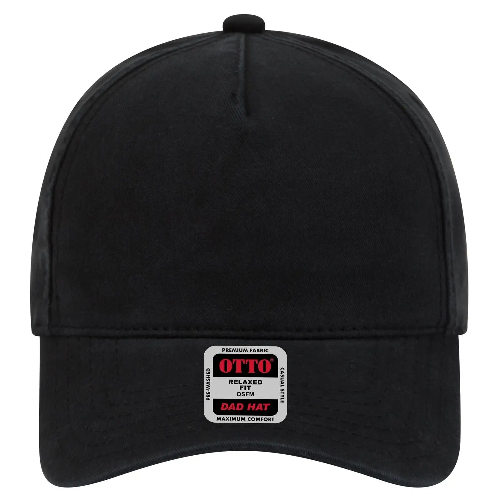OTTO 99-940 5 Panel Low Profile Dad Cap - Black - Black / 6 1/2’’ - 7 5/8’’
