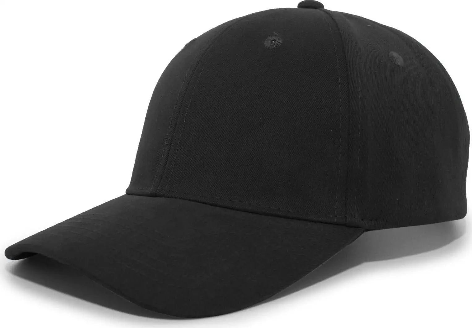 Pacific Headwear 101C Brushed Cotton Hook-and-Loop Cap - Black - Black / 7’’ - 7 7/8’’