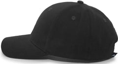 Pacific Headwear 101C Brushed Cotton Hook-and-Loop Cap - Black - Black / 7’’ - 7 7/8’’