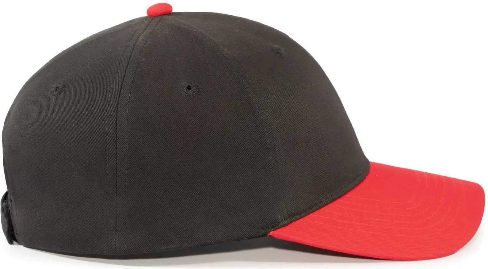 Pacific Headwear 101C Brushed Cotton Hook-and-Loop Cap - Black Red - Black Red / 7’’ - 7 7/8’’