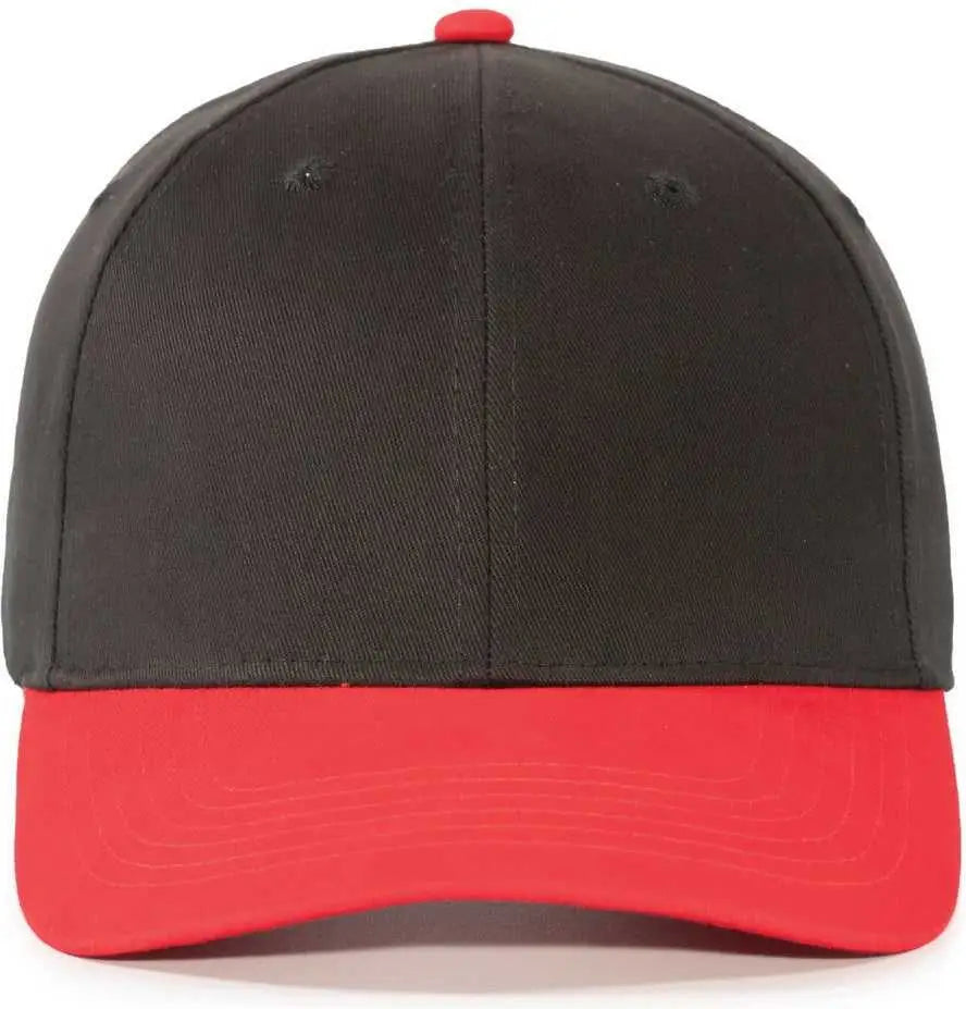 Pacific Headwear 101C Brushed Cotton Hook-and-Loop Cap - Black Red - Black Red / 7’’ - 7 7/8’’