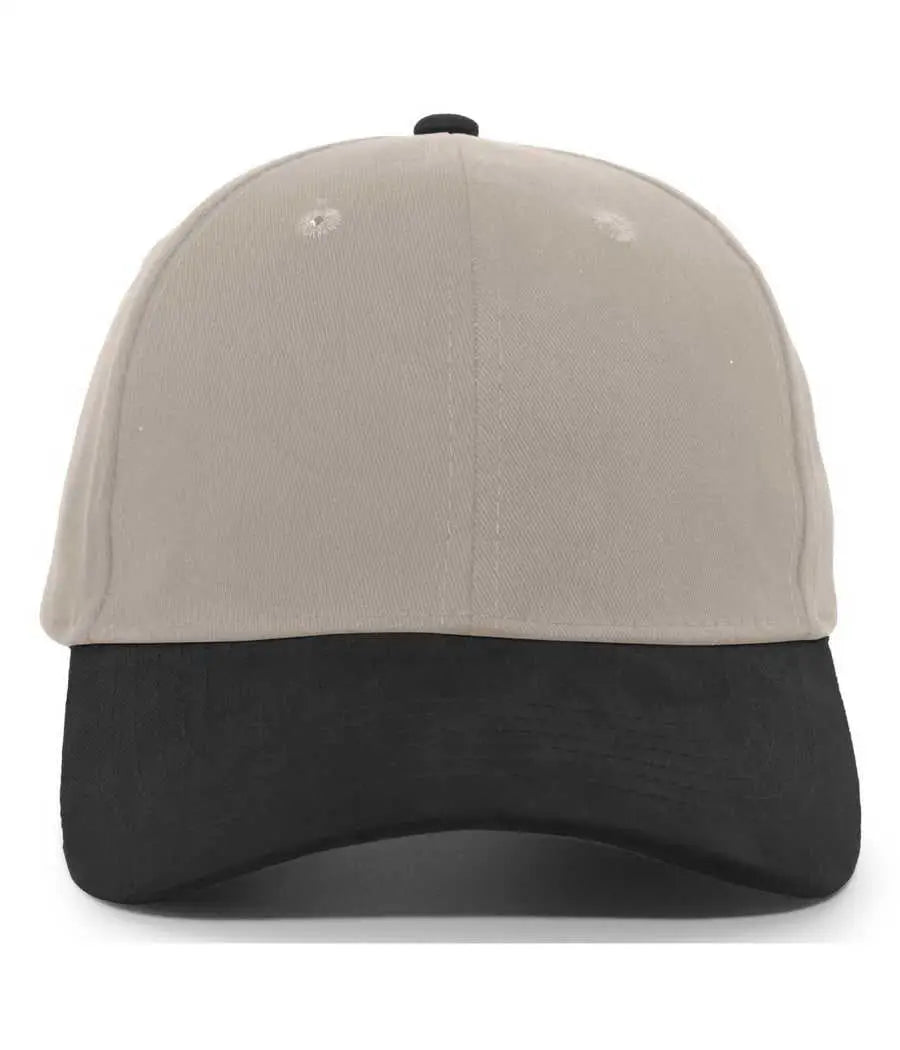 Pacific Headwear 101C Brushed Cotton Twill Hook-And-Loop Adjustable Cap - Khaki Black - Khaki Black / 7’’ - 7 7/8’’
