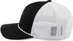 Pacific Headwear 104BR Trucker Snapback Braid Cap - Black White Black - Black White / 7’’ - 7 7/8’’
