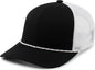Pacific Headwear 104BR Trucker Snapback Braid Cap - Black White Black - Black White / 7’’ - 7 7/8’’