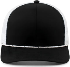 Pacific Headwear 104BR Trucker Snapback Braid Cap - Black White Black - Black White / 7’’ - 7 7/8’’