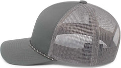 Pacific Headwear 104BR Trucker Snapback Braid Cap - Graphite - Dark Gray / 7’’ - 7 7/8’’