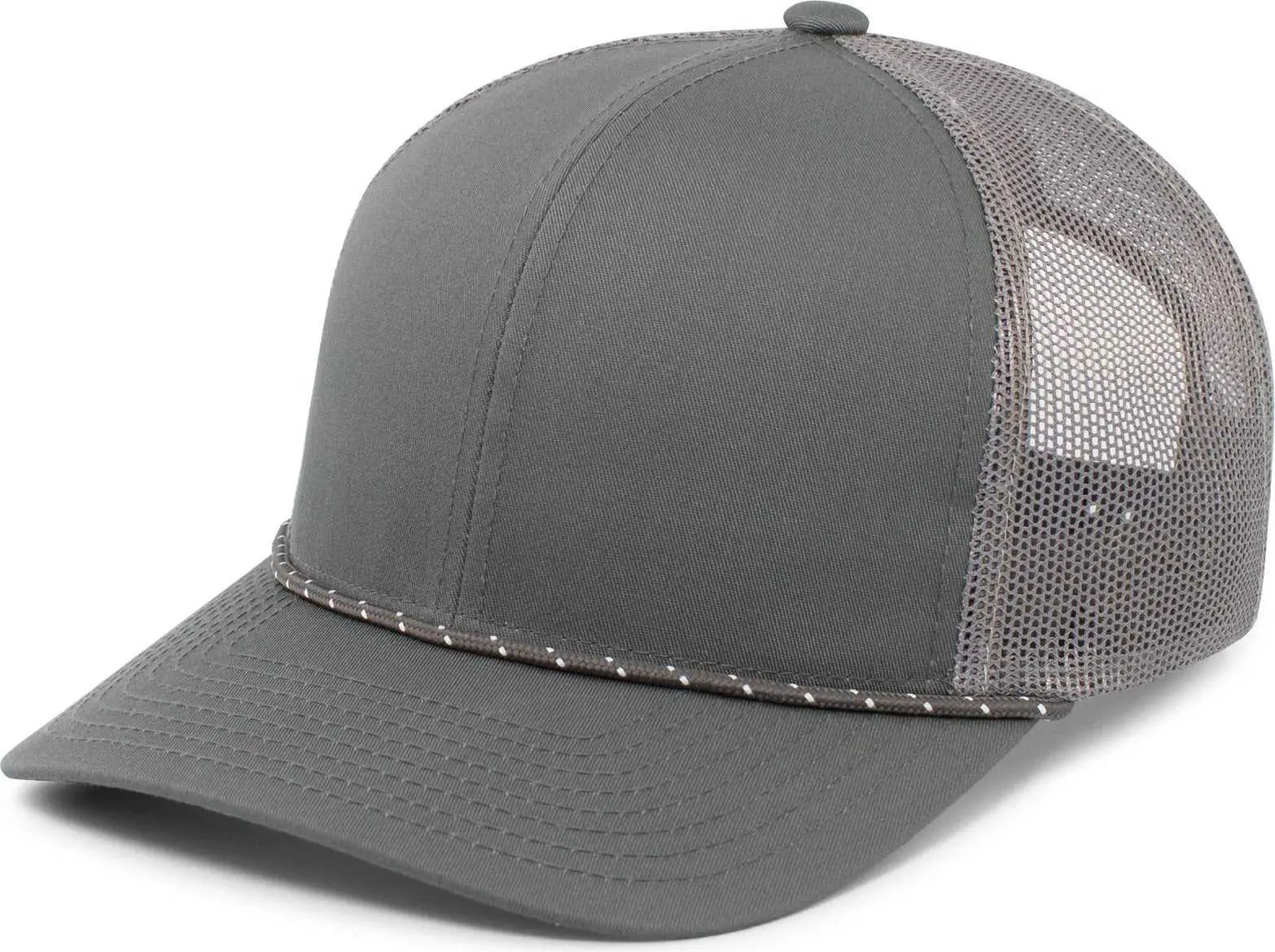 Pacific Headwear 104BR Trucker Snapback Braid Cap - Graphite - Dark Gray / 7’’ - 7 7/8’’