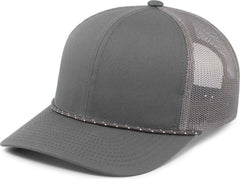 Pacific Headwear 104BR Trucker Snapback Braid Cap - Graphite - Dark Gray / 7’’ - 7 7/8’’