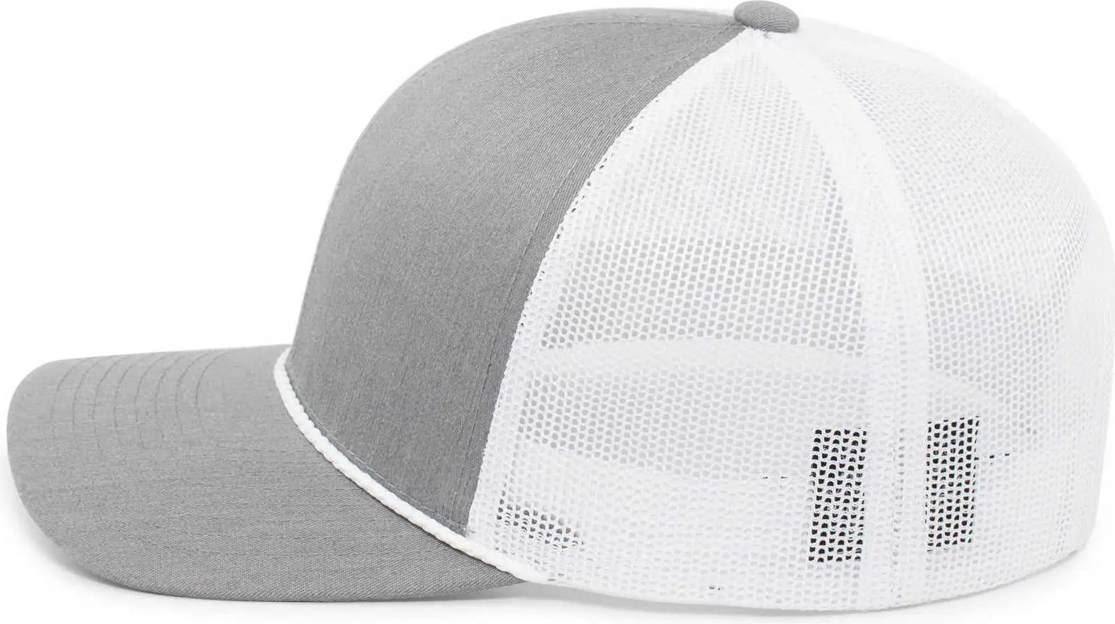 Pacific Headwear 104BR Trucker Snapback Braid Cap - Heather Grey White Heather Grey - Grey White / 7’’ - 7 7/8’’