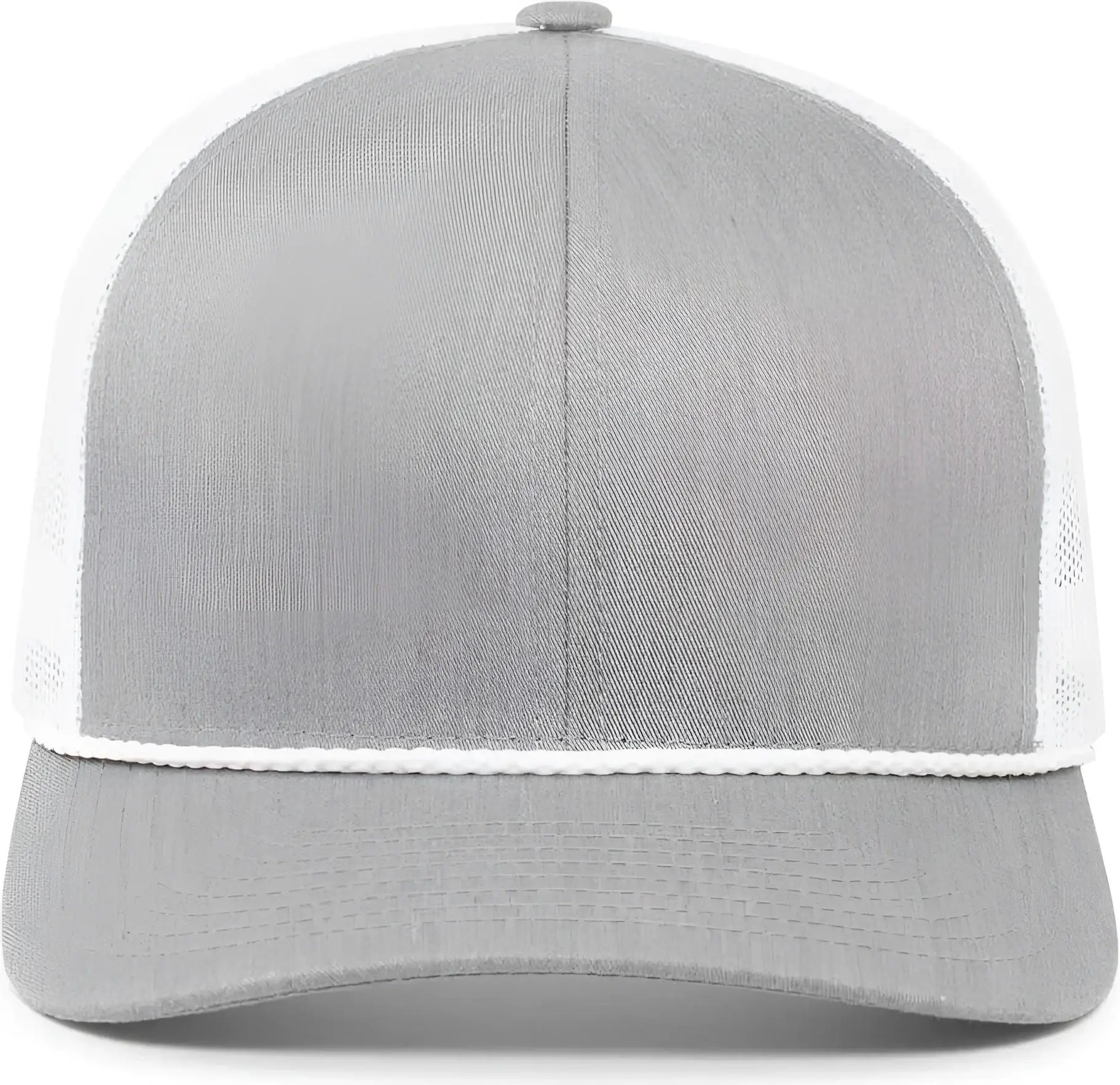 Pacific Headwear 104BR Trucker Snapback Braid Cap - Heather Grey White Heather Grey - Grey White / 7’’ - 7 7/8’’
