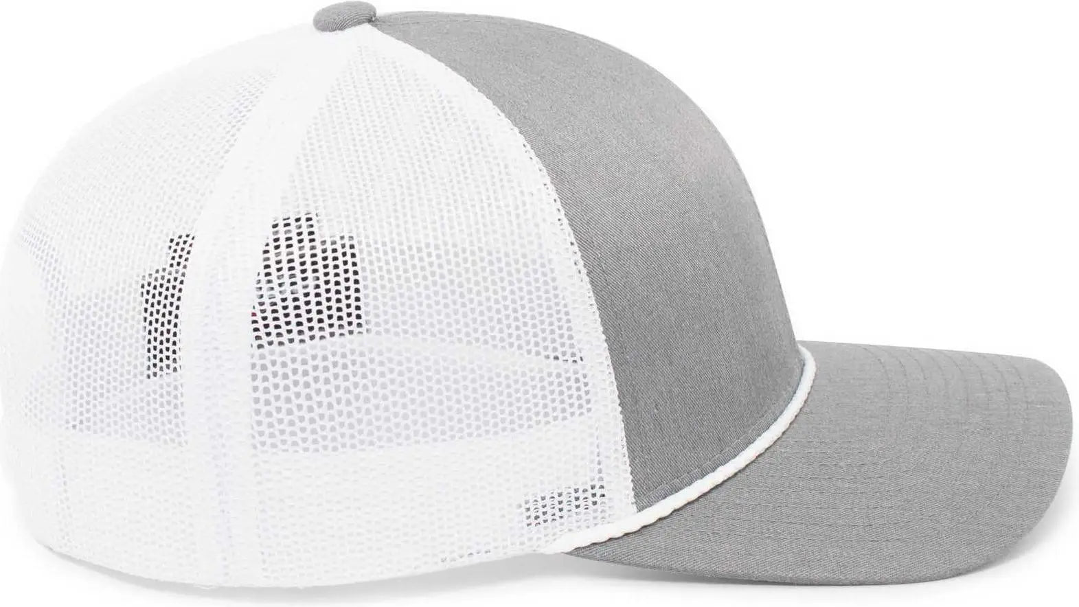 Pacific Headwear 104BR Trucker Snapback Braid Cap - Heather Grey White Heather Grey - Grey White / 7’’ - 7 7/8’’