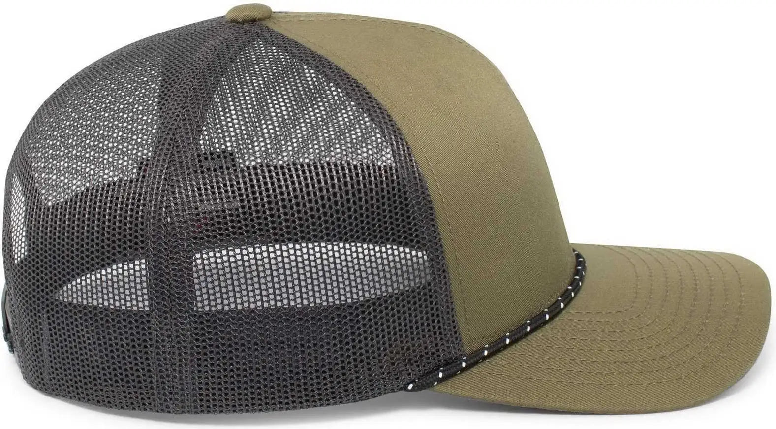 Pacific Headwear 104BR Trucker Snapback Braid Cap - Moss Green Lt Charcoal Moss Green - Moss Green Lt Charcoal Moss