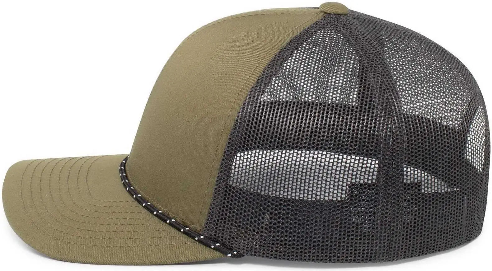 Pacific Headwear 104BR Trucker Snapback Braid Cap - Moss Green Lt Charcoal Moss Green - Moss Green Lt Charcoal Moss