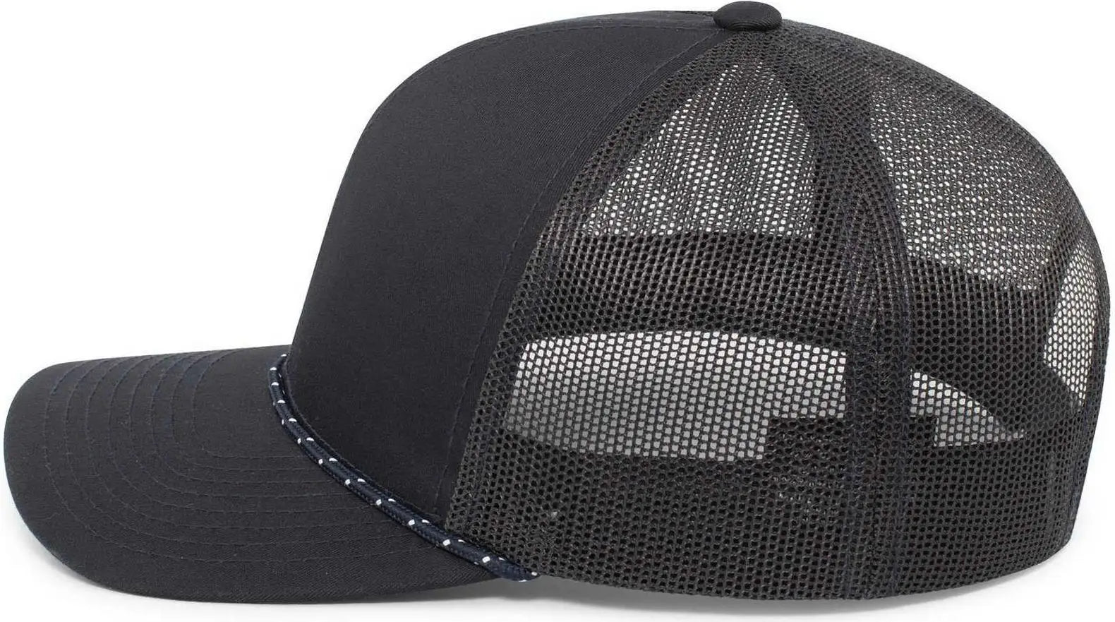 Pacific Headwear 104BR Trucker Snapback Braid Cap - Navy - Navy / 7’’ - 7 7/8’’