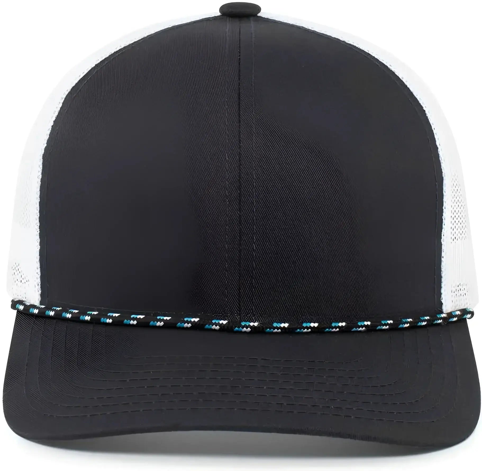 Pacific Headwear 104BR Trucker Snapback Braid Cap - Navy White Navy - Navy White / 7’’ - 7 7/8’’