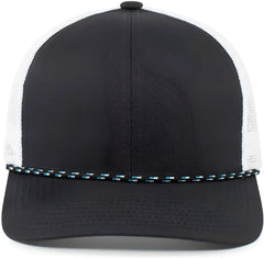 Pacific Headwear 104BR Trucker Snapback Braid Cap - Navy White Navy - Navy White / 7’’ - 7 7/8’’