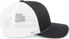 Pacific Headwear 104BR Trucker Snapback Braid Cap - Navy White Navy - Navy White / 7’’ - 7 7/8’’