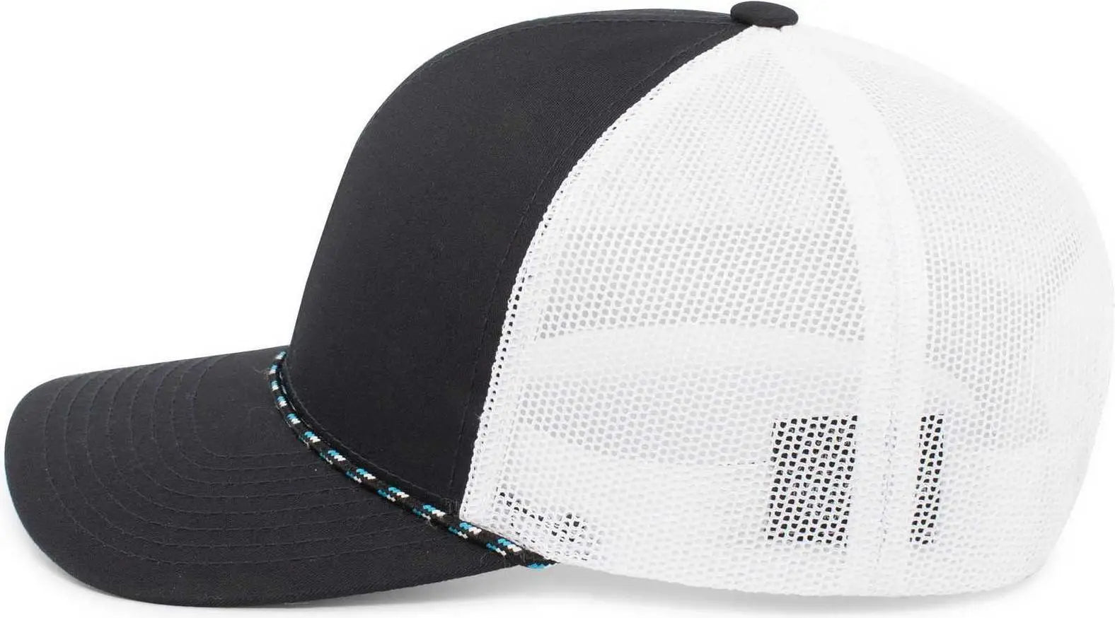 Pacific Headwear 104BR Trucker Snapback Braid Cap - Navy White Navy - Navy White / 7’’ - 7 7/8’’