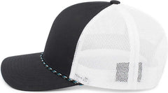 Pacific Headwear 104BR Trucker Snapback Braid Cap - Navy White Navy - Navy White / 7’’ - 7 7/8’’