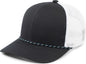 Pacific Headwear 104BR Trucker Snapback Braid Cap - Navy White Navy - Navy White / 7’’ - 7 7/8’’
