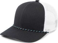 Pacific Headwear 104BR Trucker Snapback Braid Cap - Navy White Navy - Navy White / 7’’ - 7 7/8’’