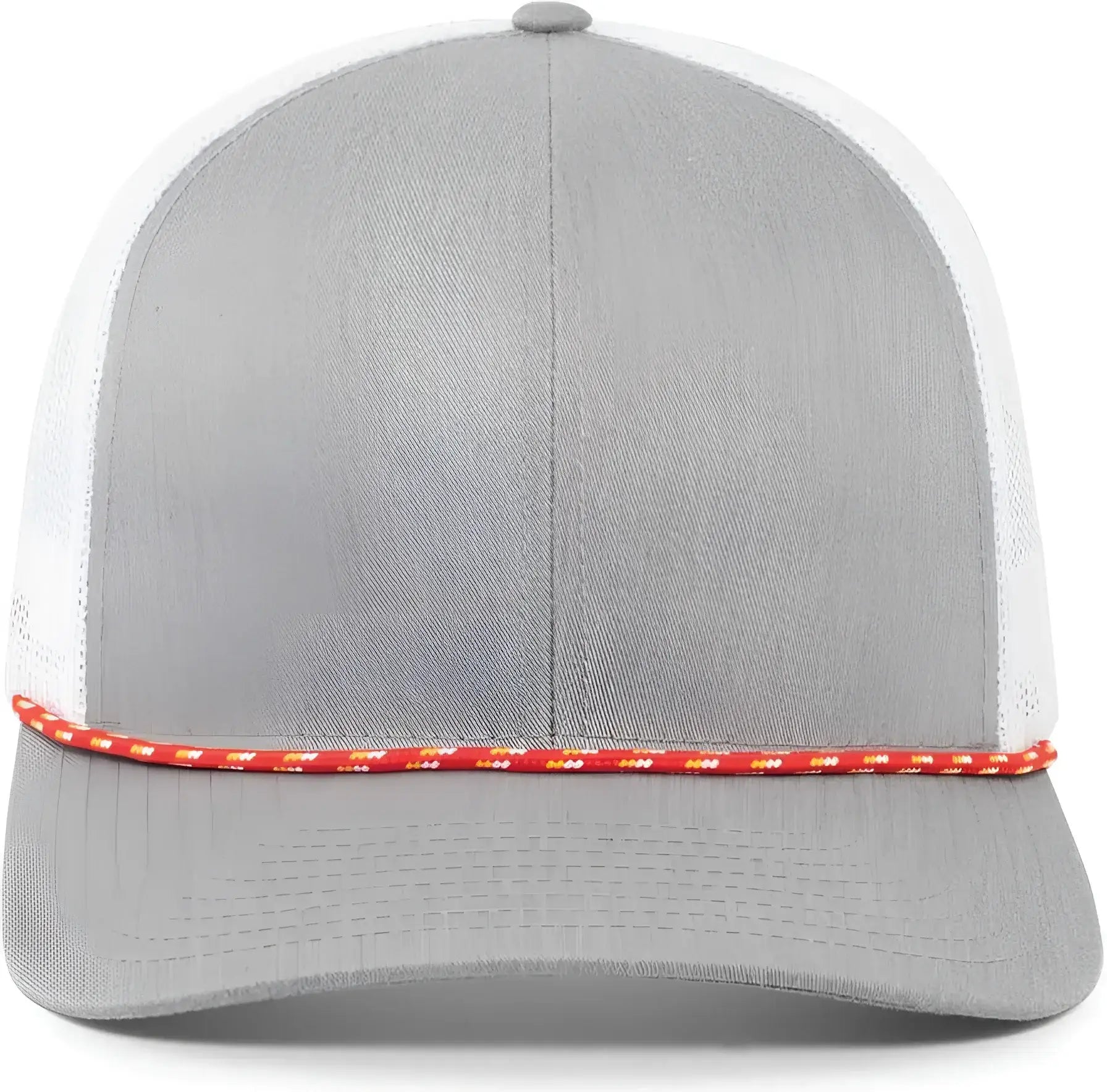Pacific Headwear 104BR Trucker Snapback Braid Cap - Red Heather Grey White - Red White / 7’’ - 7 7/8’’