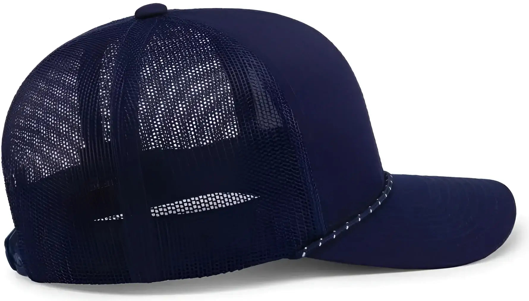 Pacific Headwear 104BR Trucker Snapback Braid Cap - True Navy - True Navy / 7’’ - 7 7/8’’