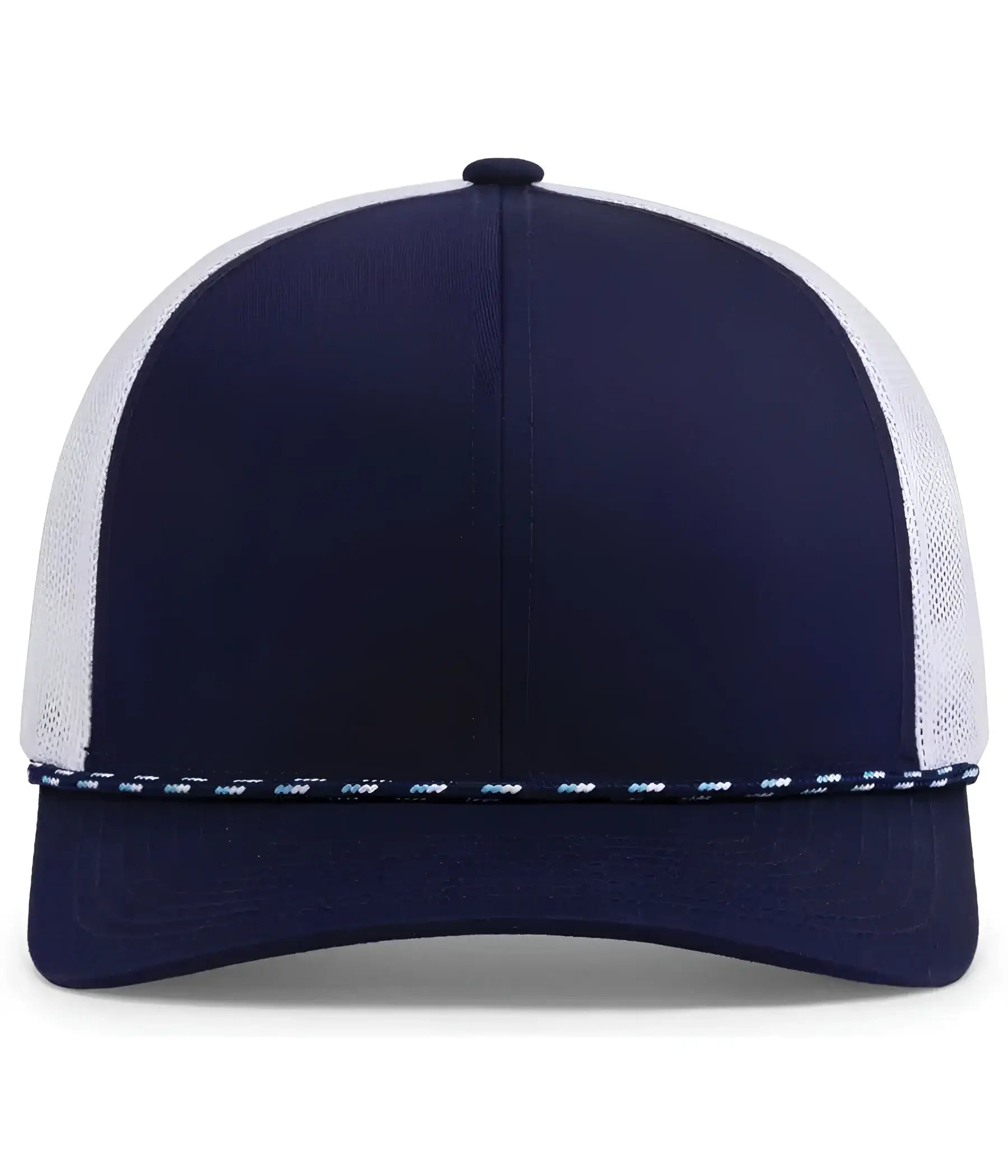Pacific Headwear 104BR Trucker Snapback Braid Cap - True Navy White True Navy - True Navy White True Navy / 7’’ - 7