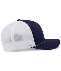 Pacific Headwear 104BR Trucker Snapback Braid Cap - True Navy White True Navy - True Navy White True Navy / 7’’ - 7