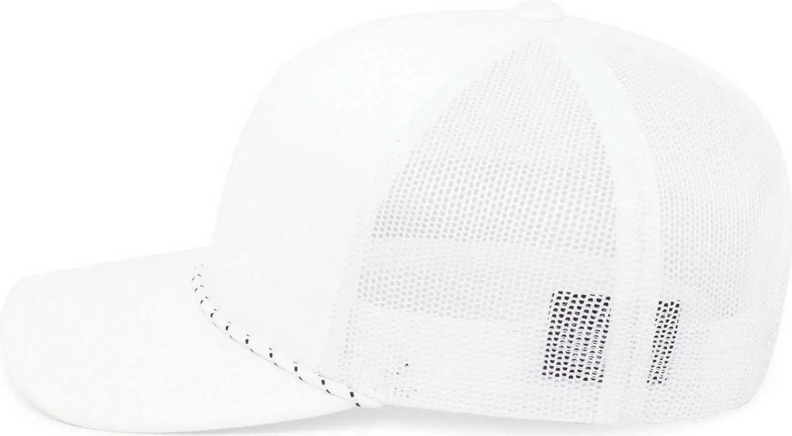 Pacific Headwear 104BR Trucker Snapback Braid Cap - White - White / 7’’ - 7 7/8’’