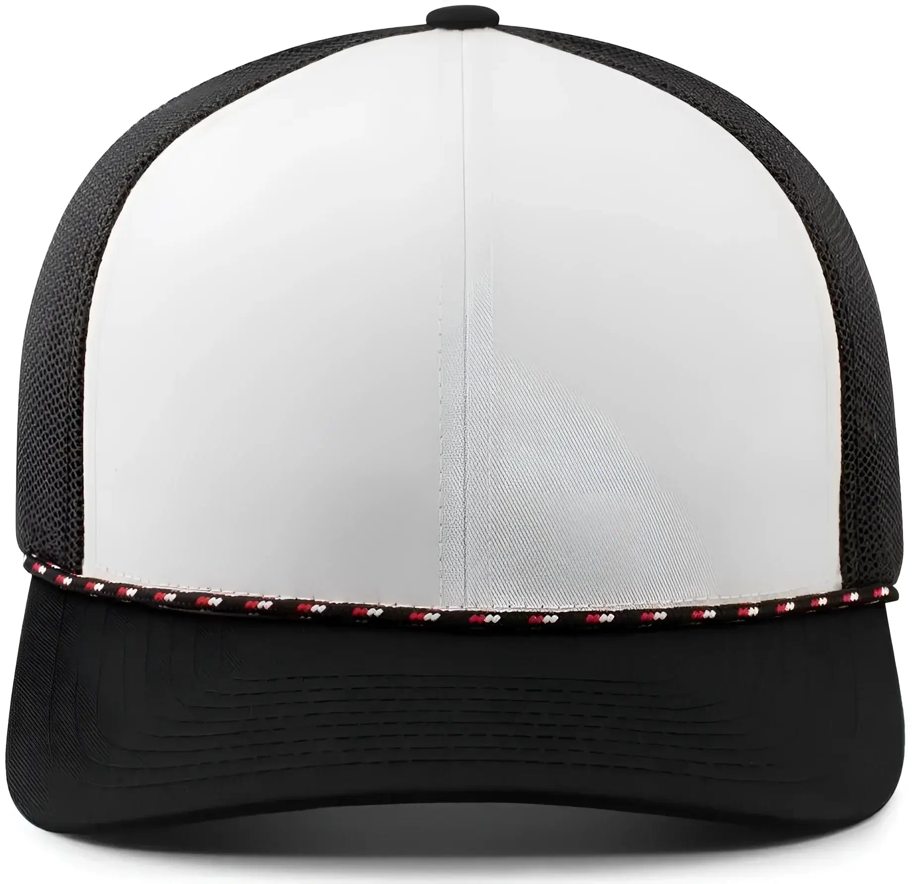 Pacific Headwear 104BR Trucker Snapback Braid Cap - White Black Black - White Black Black / 7’’ - 7 7/8’’