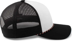 Pacific Headwear 104BR Trucker Snapback Braid Cap - White Black Black - White Black Black / 7’’ - 7 7/8’’