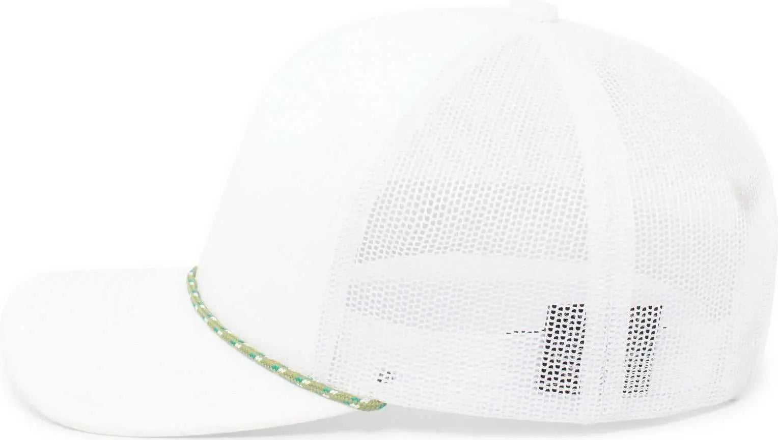 Pacific Headwear 104BR Trucker Snapback Braid Cap - White Moss Green - White Moss Green / 7’’ - 7 7/8’’