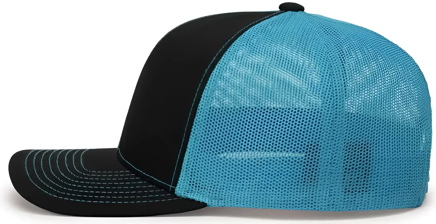 Pacific Headwear 104C Trucker Snapback Cap - Black Neon Blue - Black Blue / 7’’ - 7 7/8’’