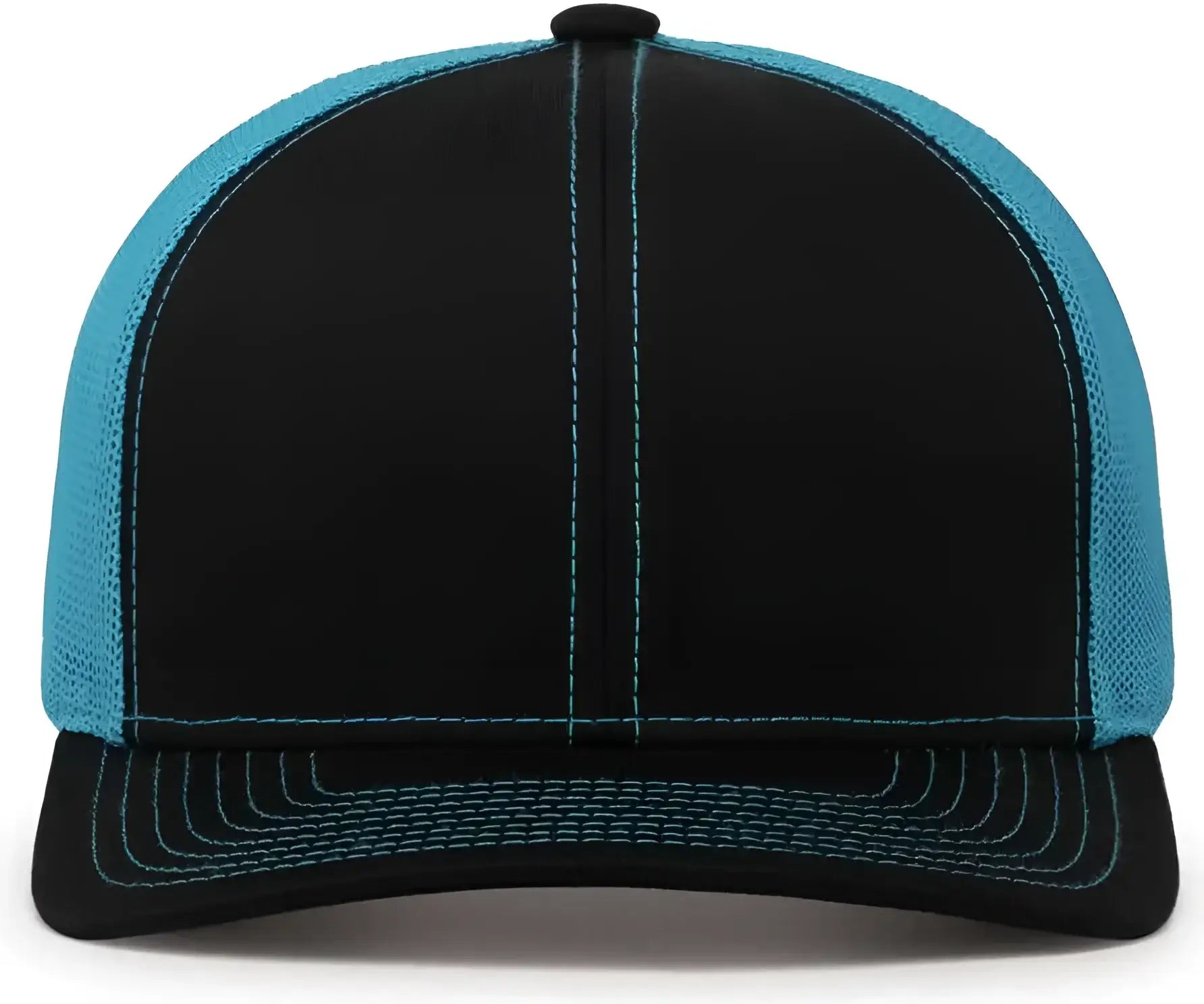 Pacific Headwear 104C Trucker Snapback Cap - Black Neon Blue - Black Blue / 7’’ - 7 7/8’’
