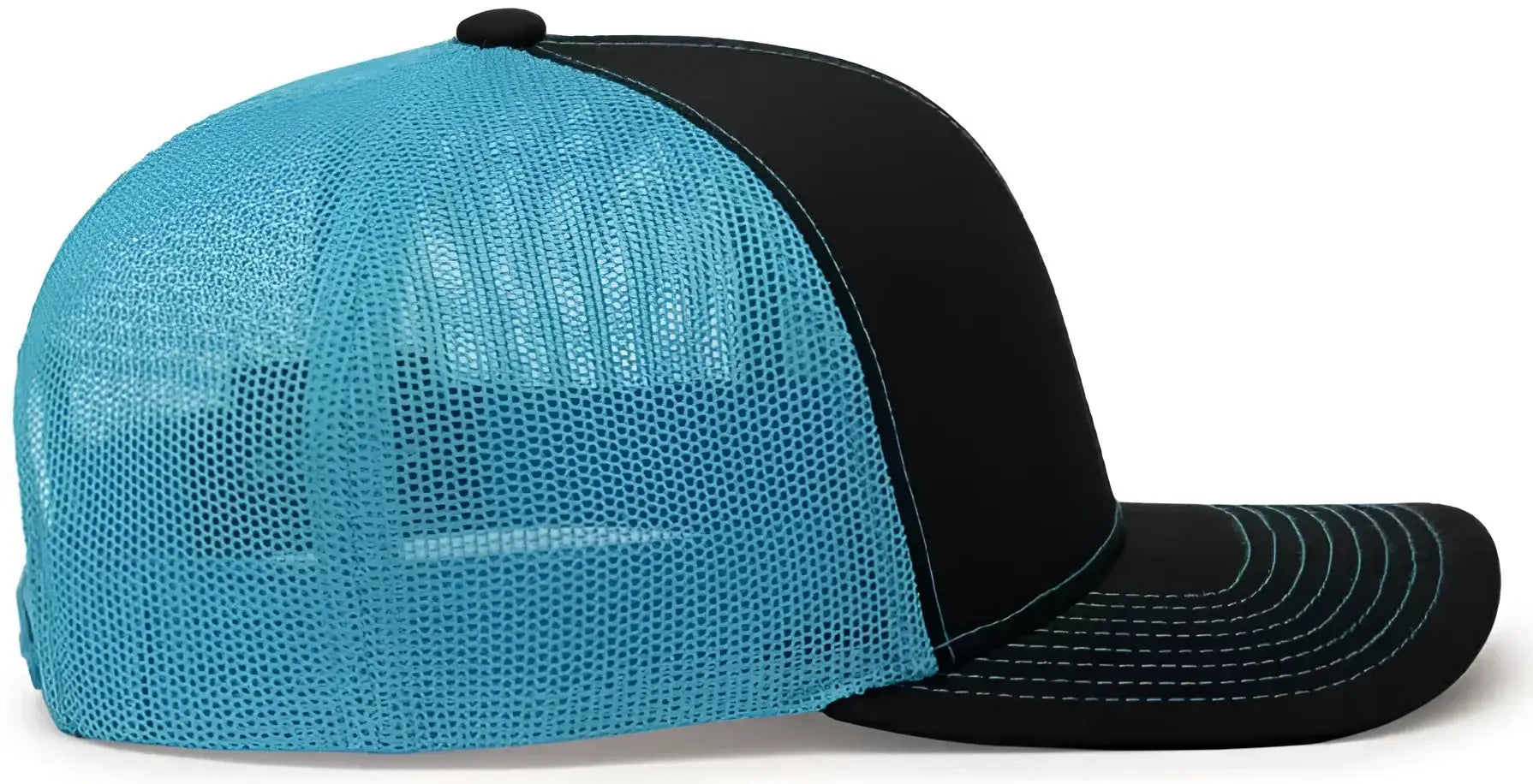 Pacific Headwear 104C Trucker Snapback Cap - Black Neon Blue - Black Blue / 7’’ - 7 7/8’’