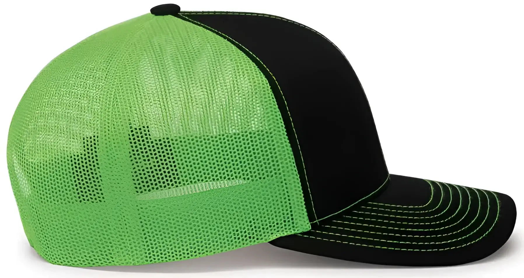 Pacific Headwear 104C Trucker Snapback Cap - Black Neon Green Black - Black Neon Green Black / XL